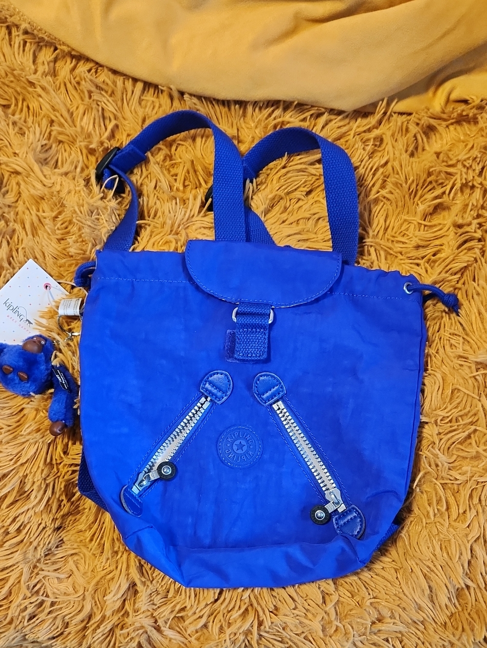 NWT Kipling Royal Blue Nylon Mini Backpack with Front Zip Accents
